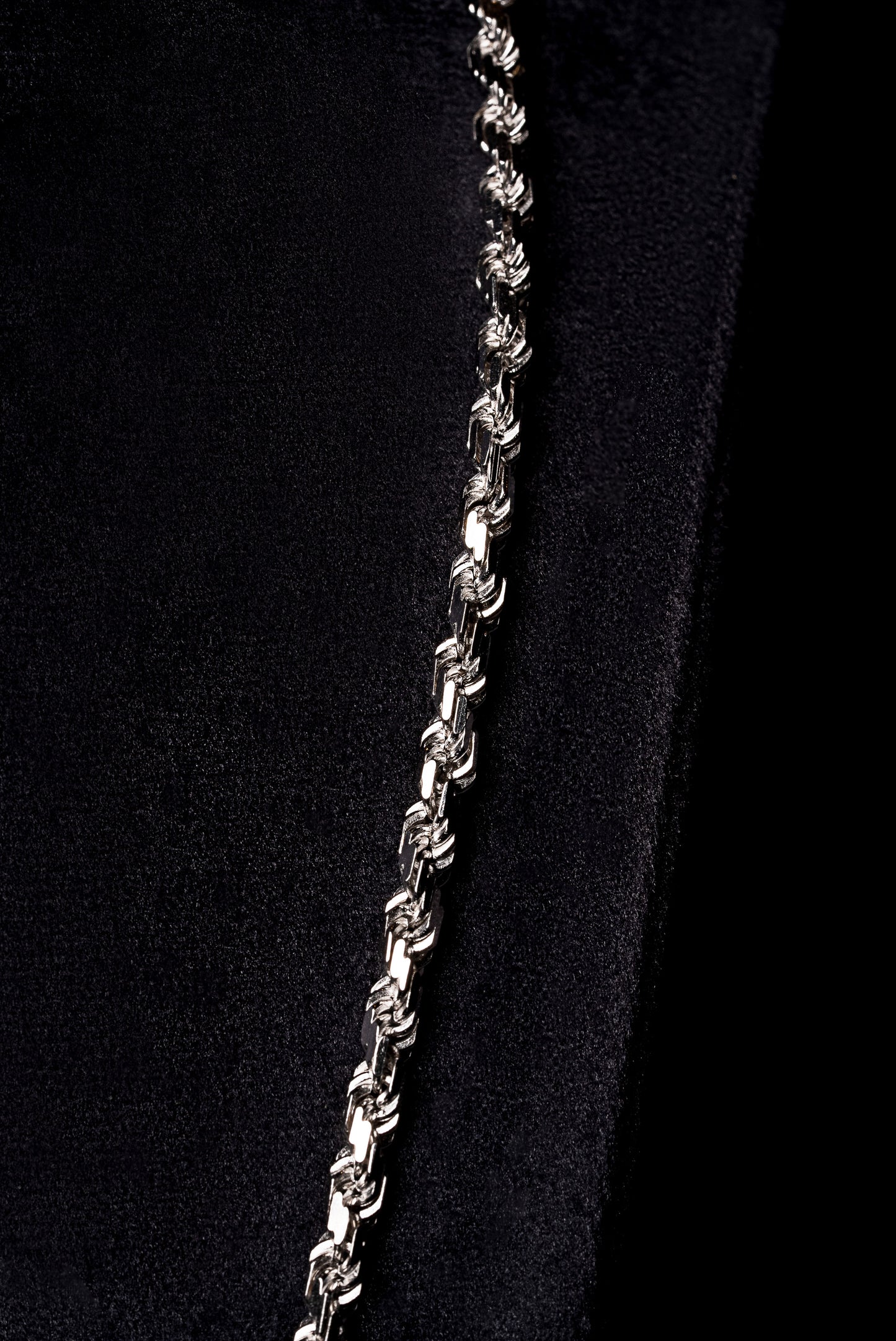 4mm Rope 18k Solid White Gold Chain