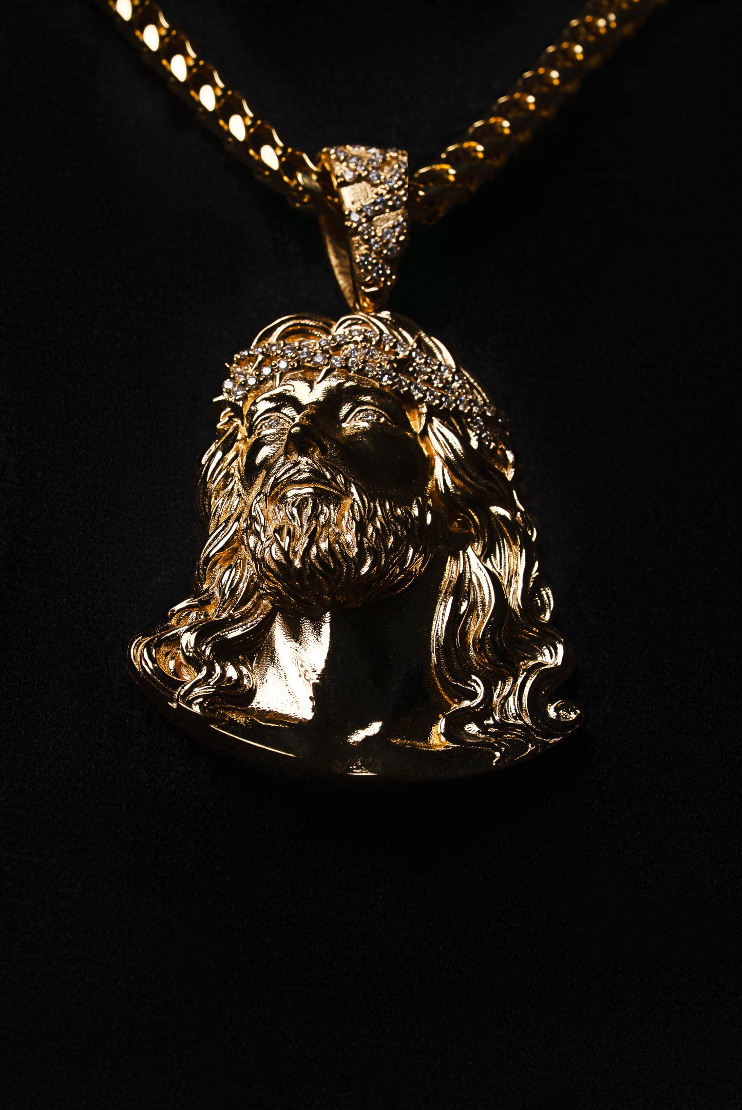 Diamond "Jesus Piece" Pendant 18k Solid Gold 0.78ctw