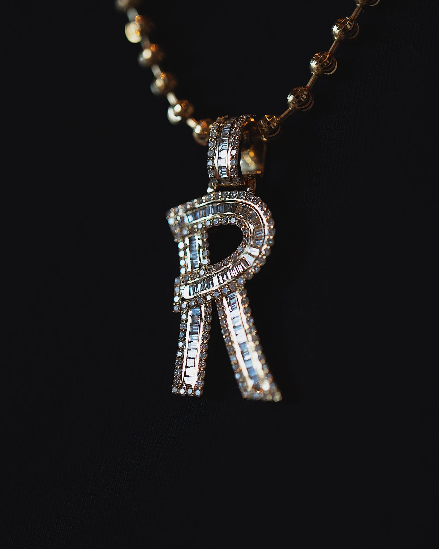 Custom Baguette Diamond Letter Pendant
