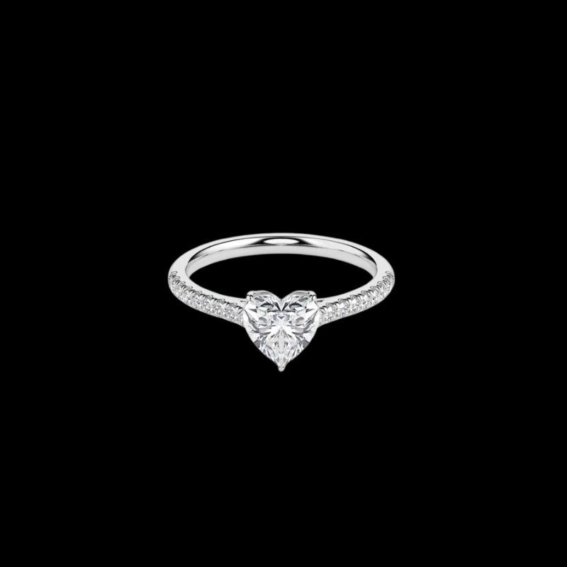 Solitaire Heart Diamond Pave Ring