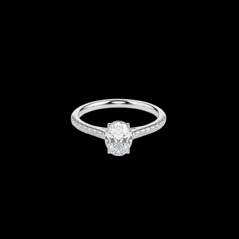 Solitaire Oval Diamond Pave Ring