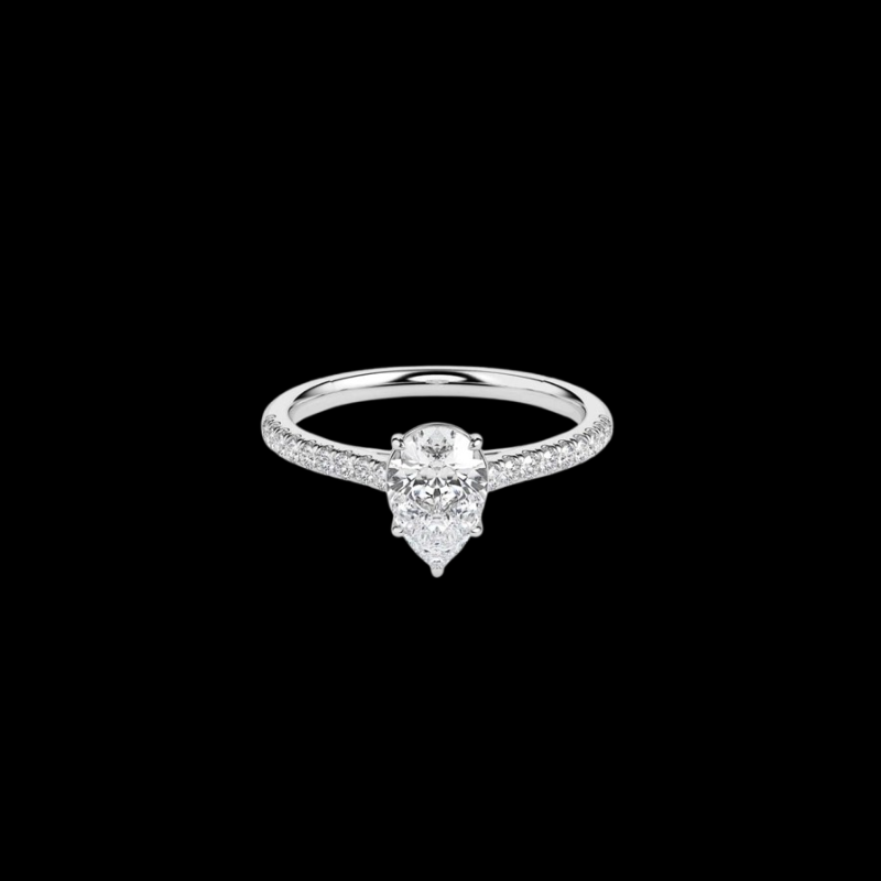 Solitaire Pear Diamond Pave Ring