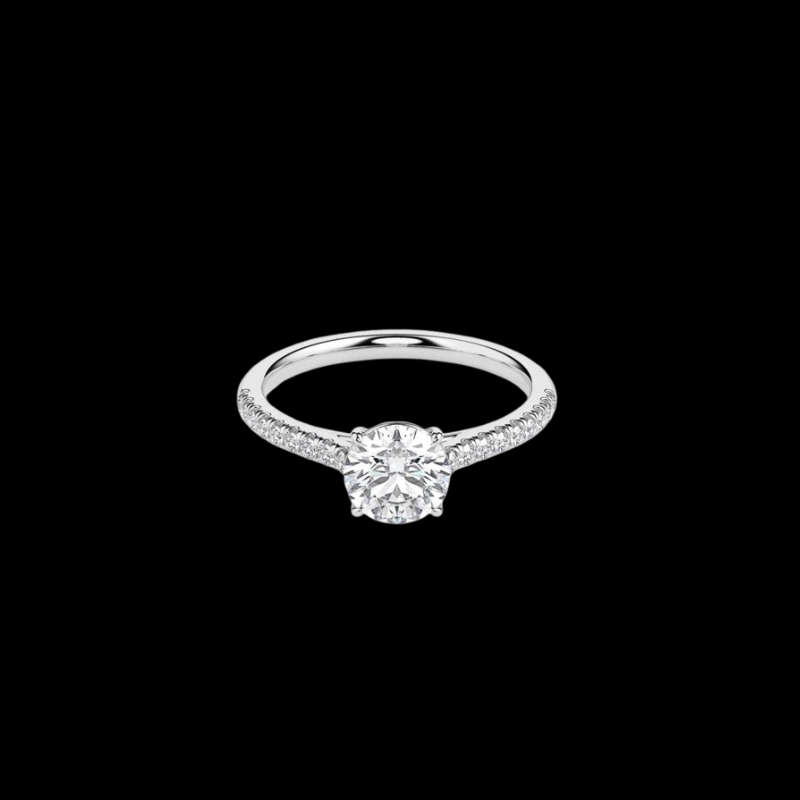 Solitaire Round Diamond Pave Ring