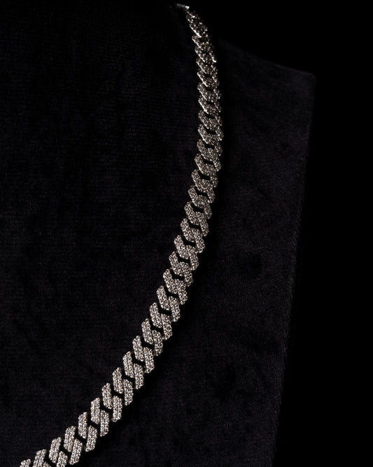 10mm Prong Cuban Diamond Chain 10k Solid White Gold 13.00ctw