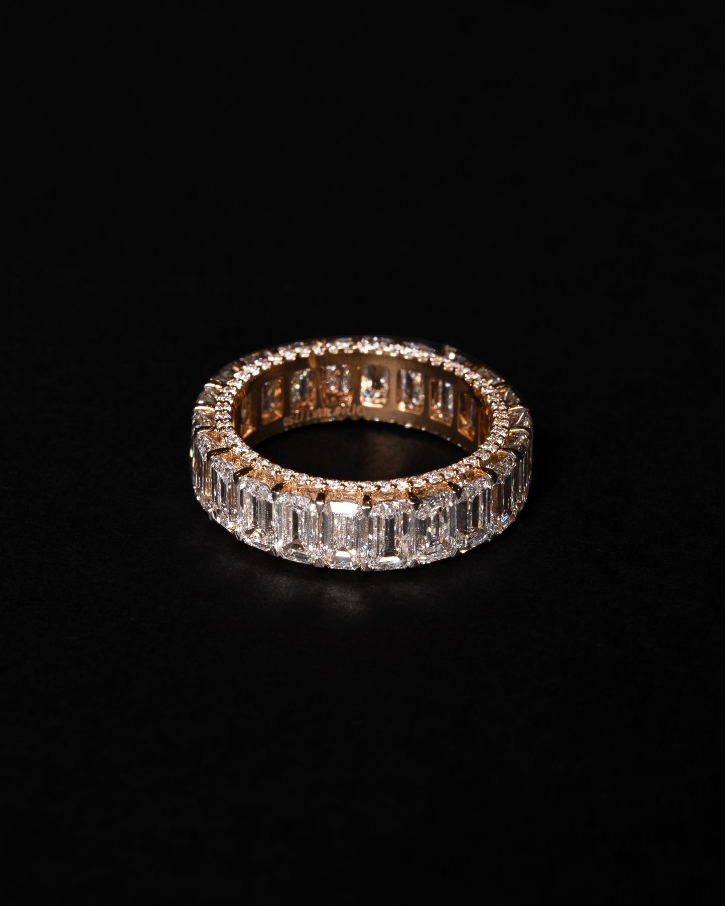 Emerald Cut Diamond Eternity Ring 18k Solid Rose Gold 5.58ctw