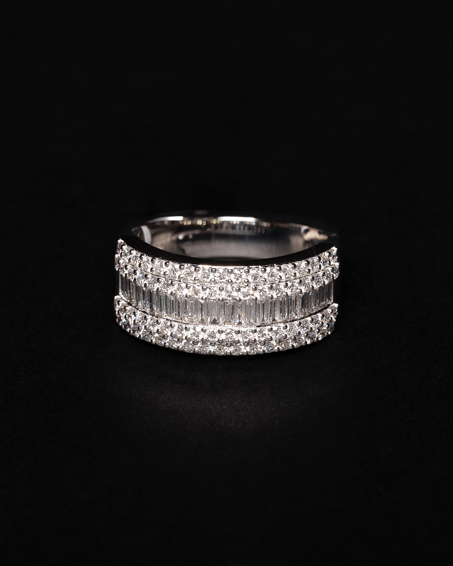 Diamond Baguette Channel Ring 18k Solid White Gold 3ctw