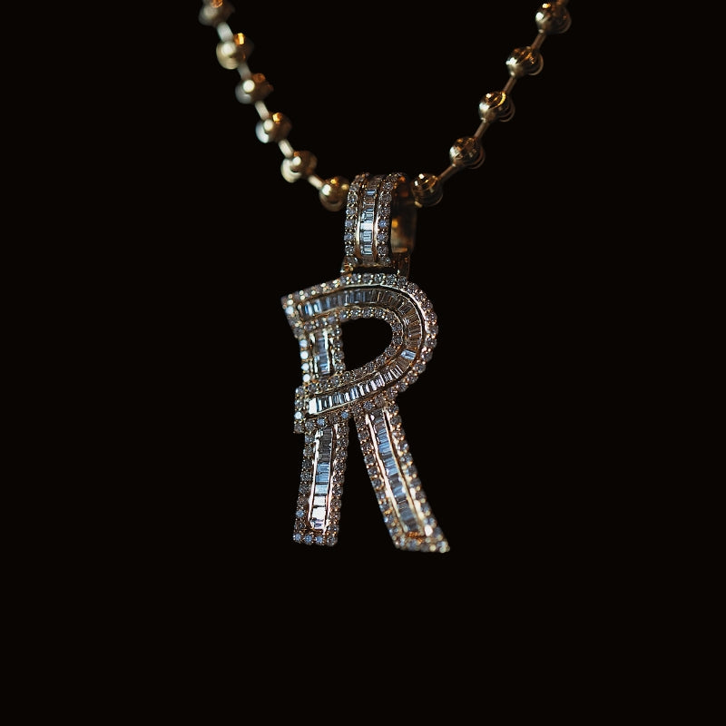 Custom Baguette Diamond Letter Pendant