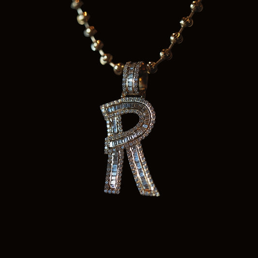 Custom Baguette Diamond Letter Pendant