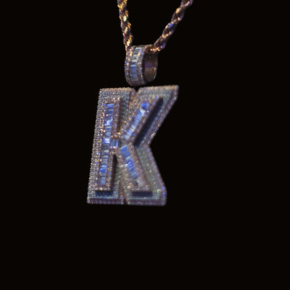 Custom Multi-Layer Baguette Diamond Letter Pendant
