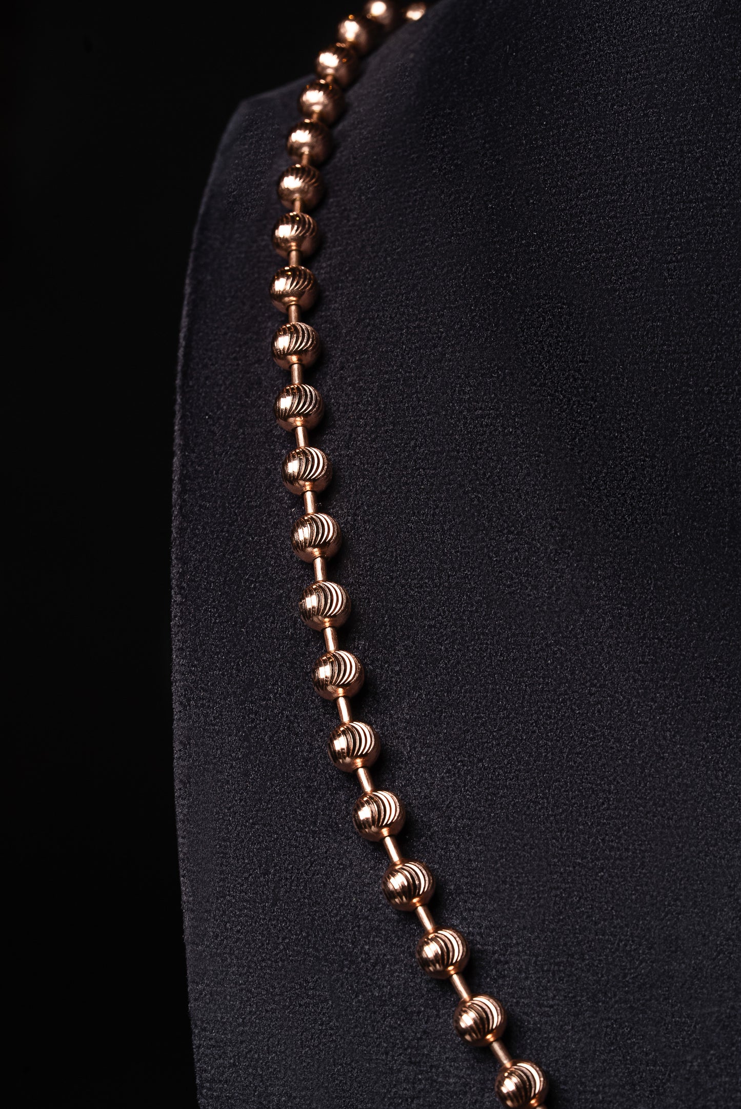 5mm Diamond Cut Ball 18k Solid Rose Gold Chain