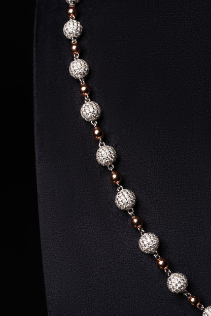 8mm Diamond Bead Ball Chain 10k Solid Rose-White Gold 24.50ctw