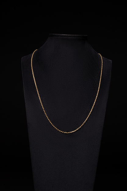 2mm Rope 18k Solid Gold Chain