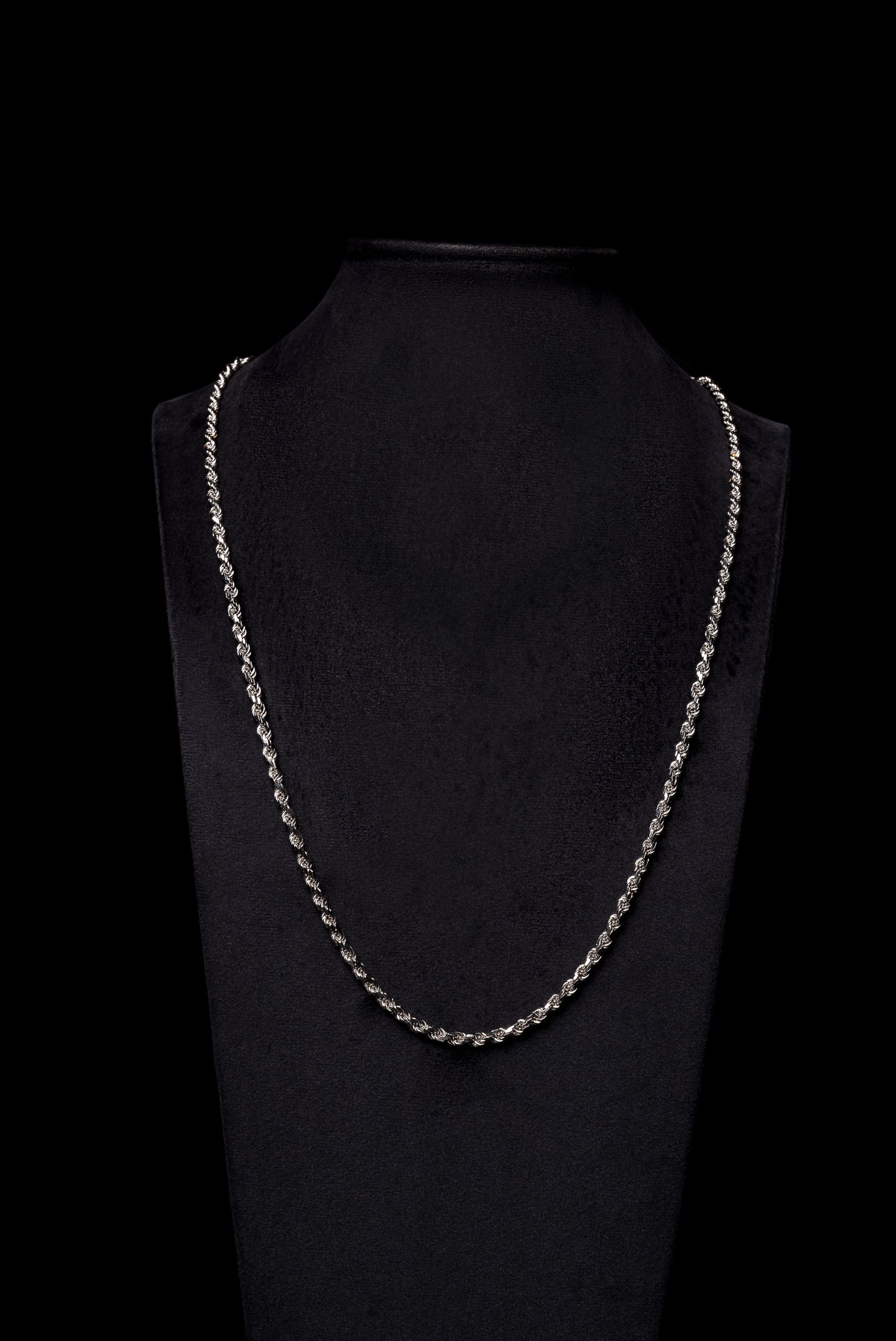 4mm Rope 18k Solid White Gold Chain