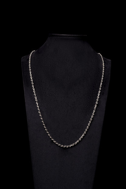 4mm Rope 18k Solid White Gold Chain