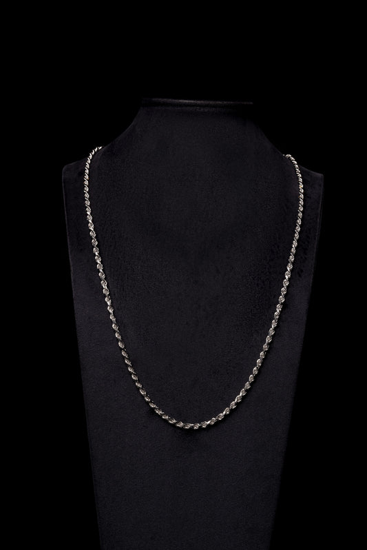 4mm Rope 18k Solid White Gold Chain