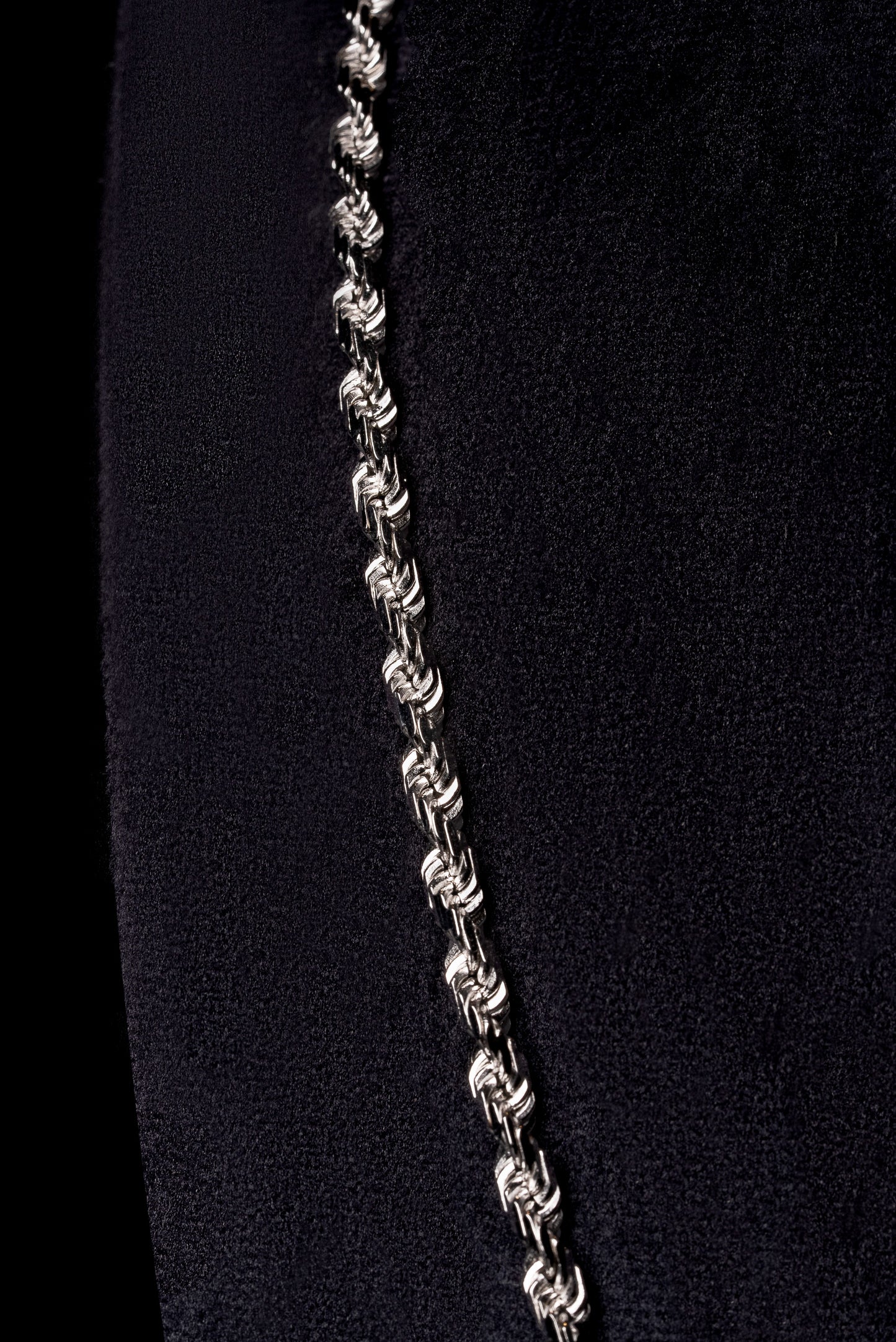 4mm Rope 18k Solid White Gold Chain