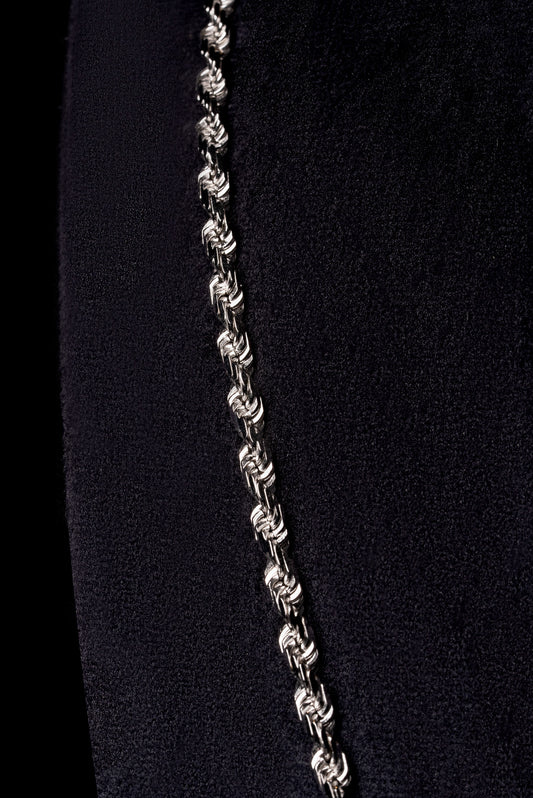 4mm Rope 18k Solid White Gold Chain