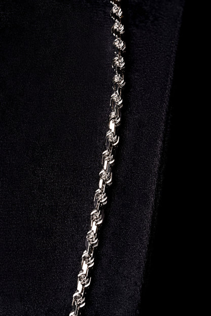 4mm Rope 18k Solid White Gold Chain