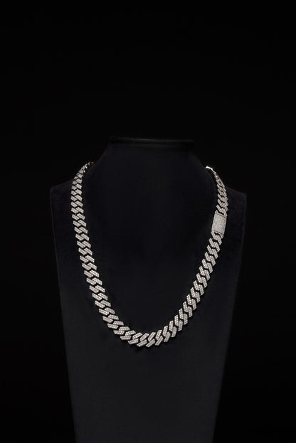 12mm Prong Cuban Diamond Chain 10k Solid White Gold 21.25ctw