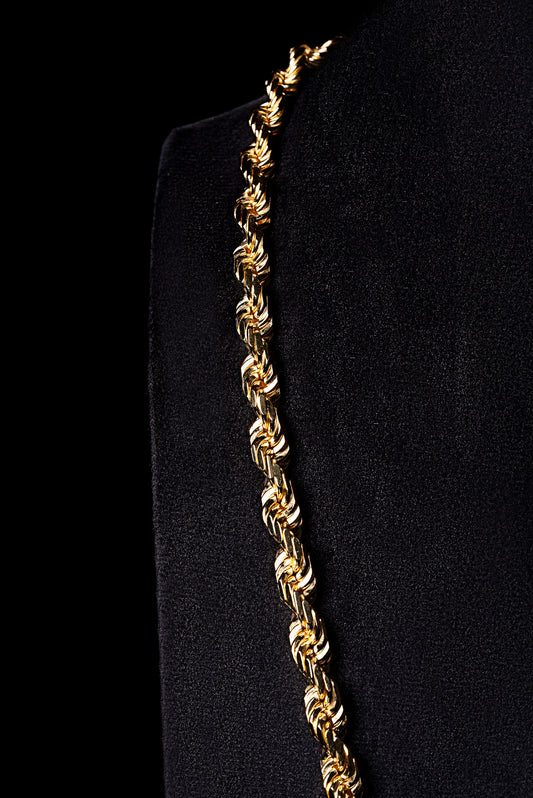 7mm Rope 18k Solid Gold Chain
