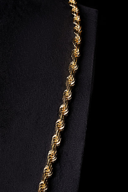 7mm Rope 18k Solid Gold Chain