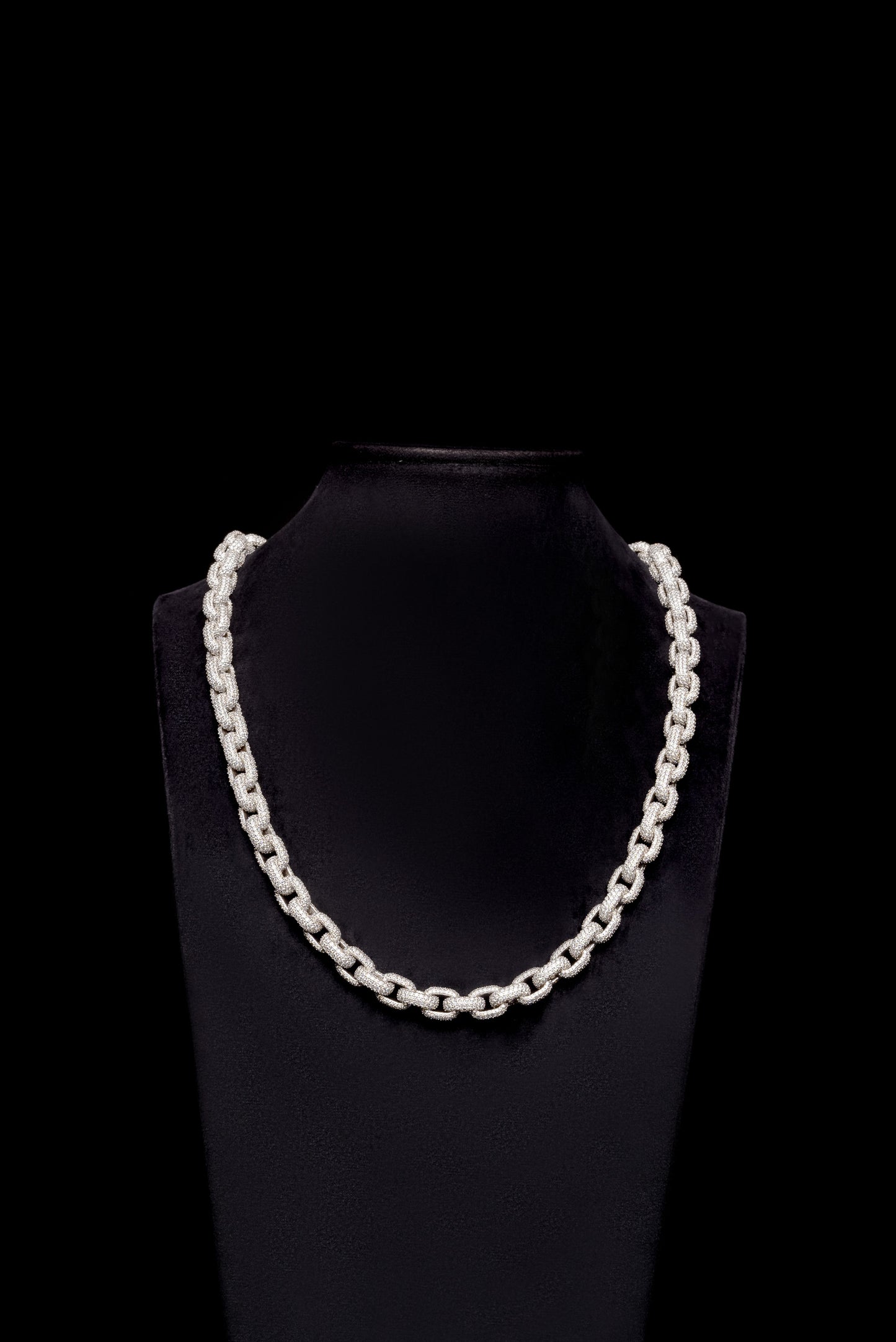 10mm Anchor Link Rolo Hermes Diamond Chain 10k Solid White Gold 58.48ctw