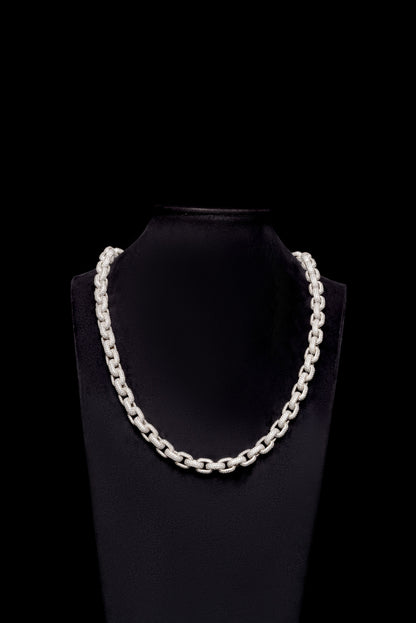 10mm Anchor Link Rolo Hermes Diamond Chain 10k Solid White Gold 58.48ctw