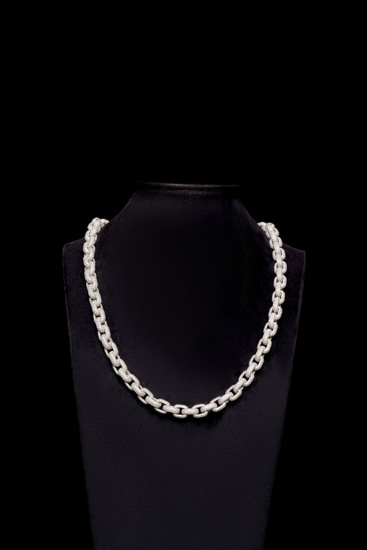 10mm Anchor Link Rolo Hermes Diamond Chain 10k Solid White Gold 58.48ctw