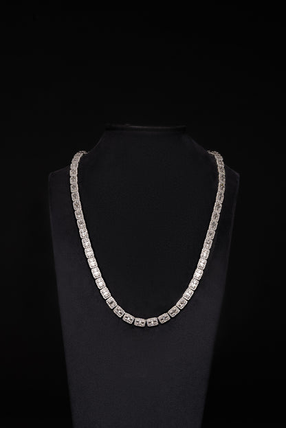 10mm Square Halo Baguette Diamond Chain 10k Solid White Gold 29.95ctw