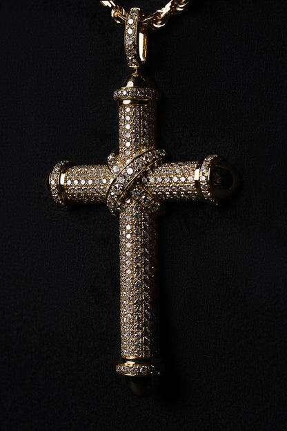 Diamond Pillar Cross Pendant 18k Solid Gold 11ctw