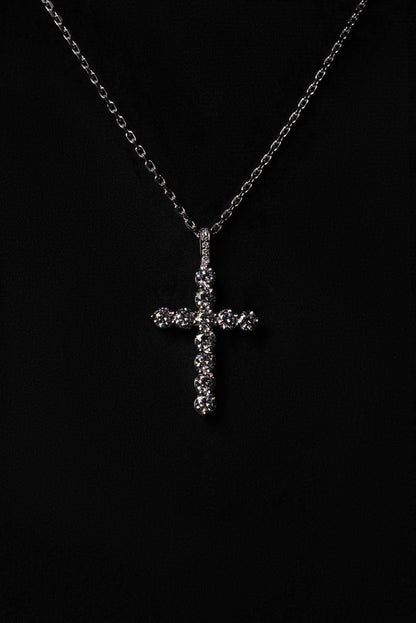 Diamond Classic Cross Pendant 18K Solid White Gold