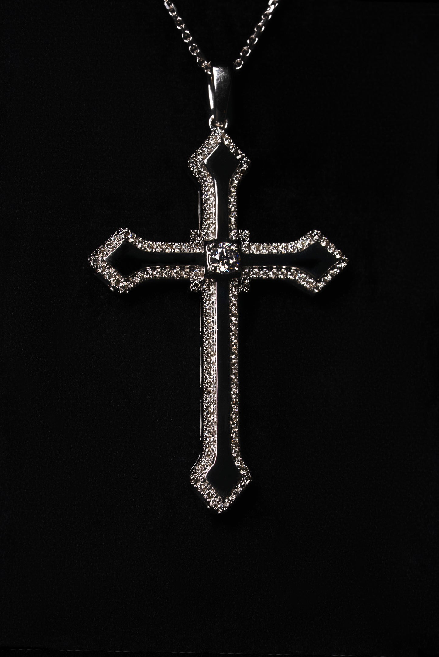 Diamond Smooth Cross Pendant 18k Solid White Gold 1.80ctw
