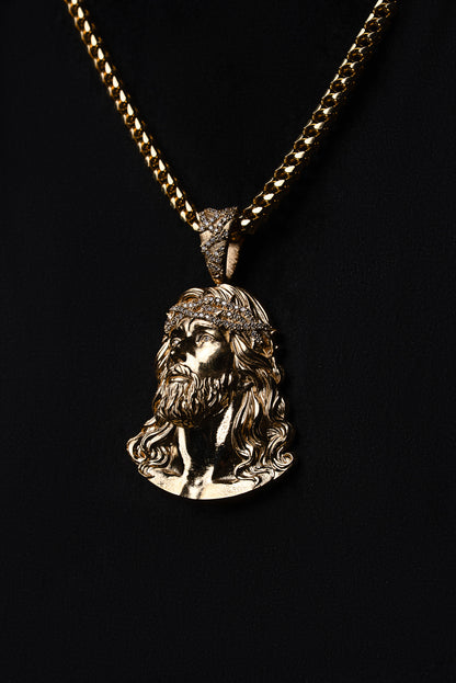 Diamond "Jesus Piece" Pendant 18k Solid Gold 0.78ctw