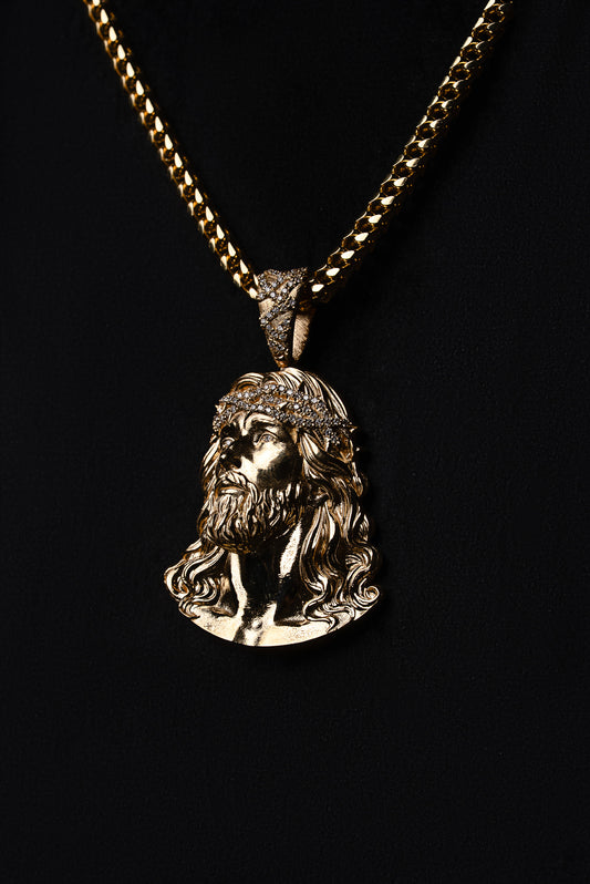 Diamond "Jesus Piece" Pendant 18k Solid Gold 0.78ctw