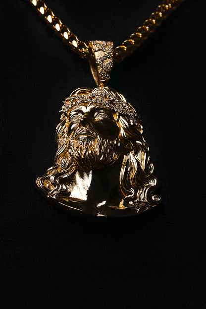 Diamond "Jesus Piece" Pendant 18k Solid Gold 0.78ctw