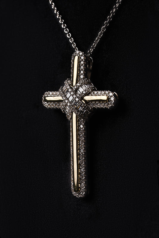 Diamond Sublime Cross Pendant 18k Solid Gold 2ctw