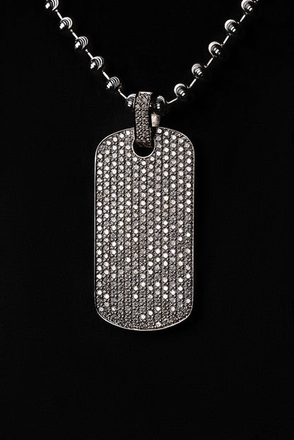 Diamond Army Disk Pendant 18k Solid White Gold