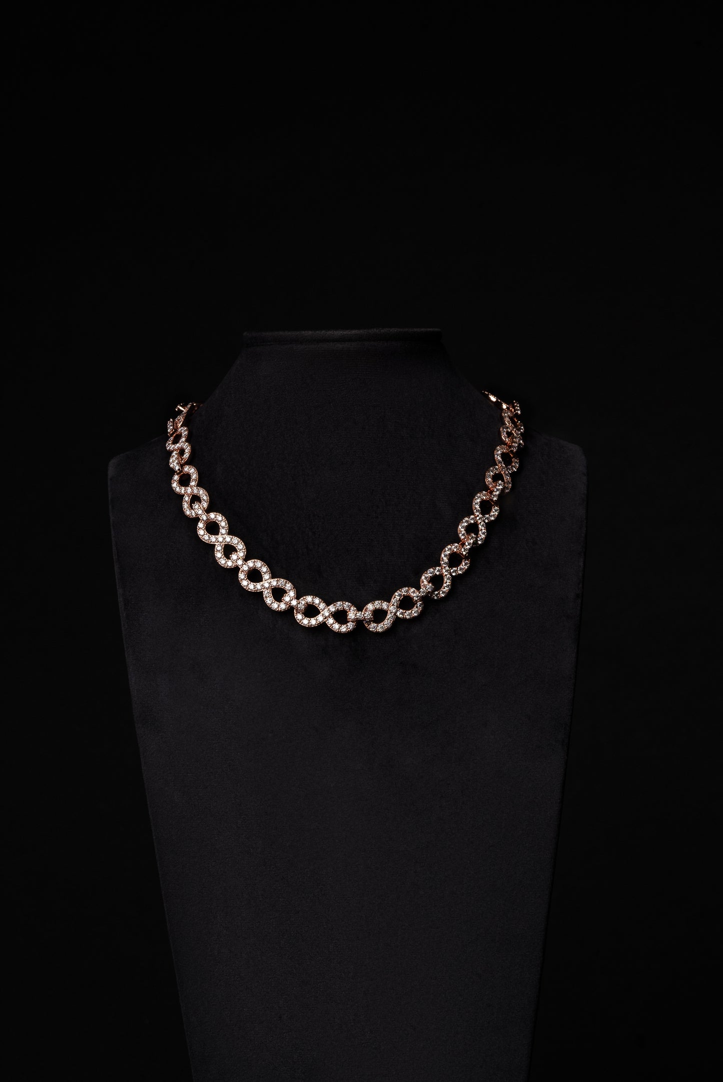 10mm Diamond Infinity Link Chain 10k Solid Rose Gold 30.04ctw