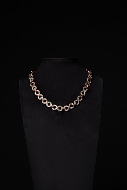 10mm Diamond Infinity Link Chain 10k Solid Rose Gold 30.04ctw