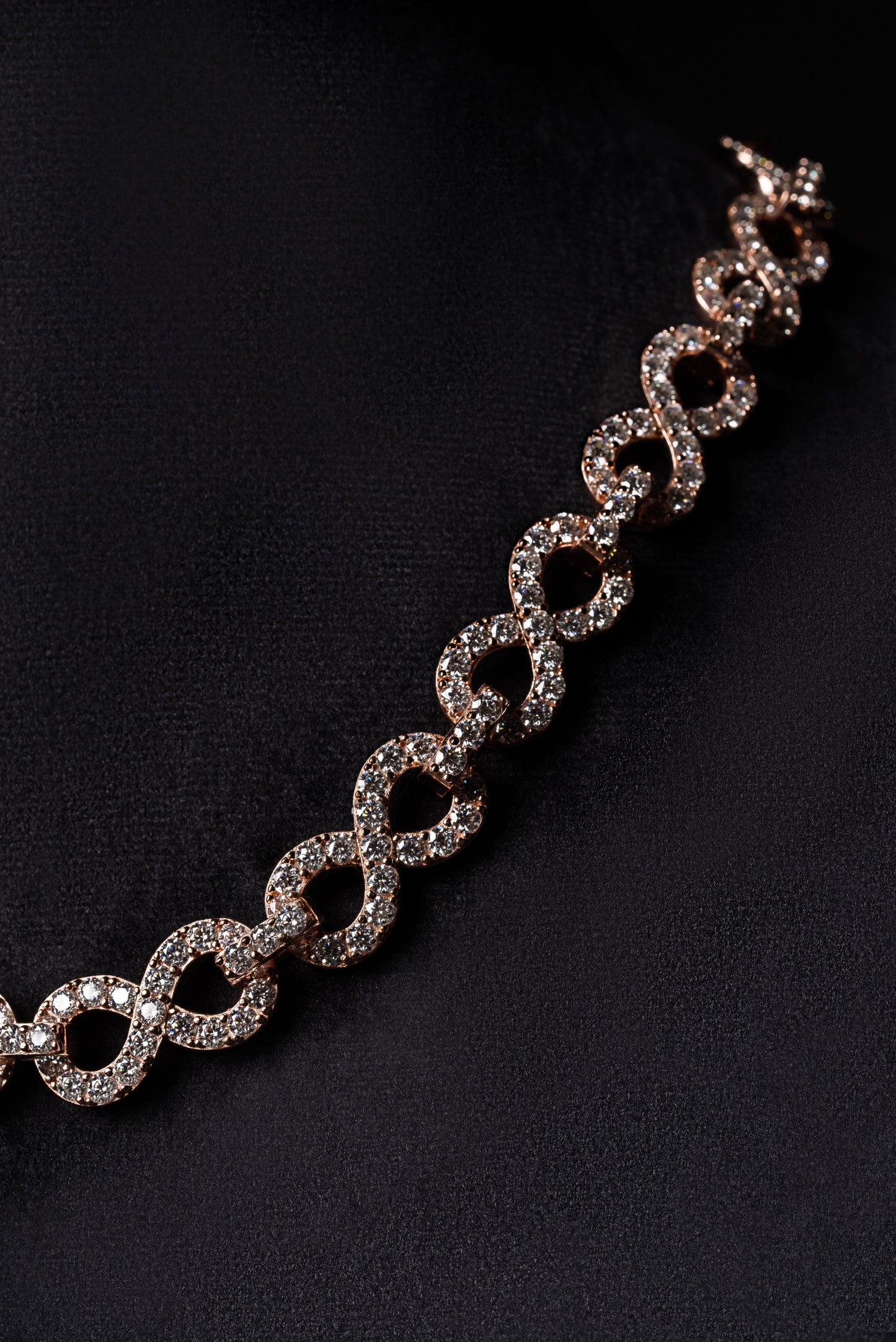 10mm Diamond Infinity Link Chain 10k Solid Rose Gold 30.04ctw