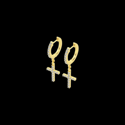 Diamond Cross Hoop Earrings