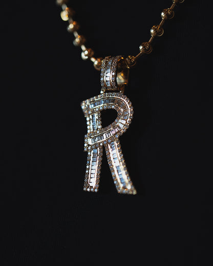 Custom Baguette Diamond Letter Pendant