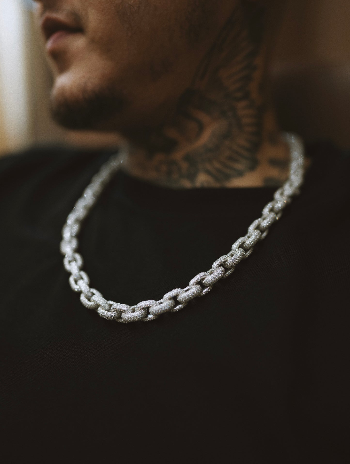 10mm Anchor Link Rolo Hermes Diamond Chain 10k Solid White Gold 58.48ctw