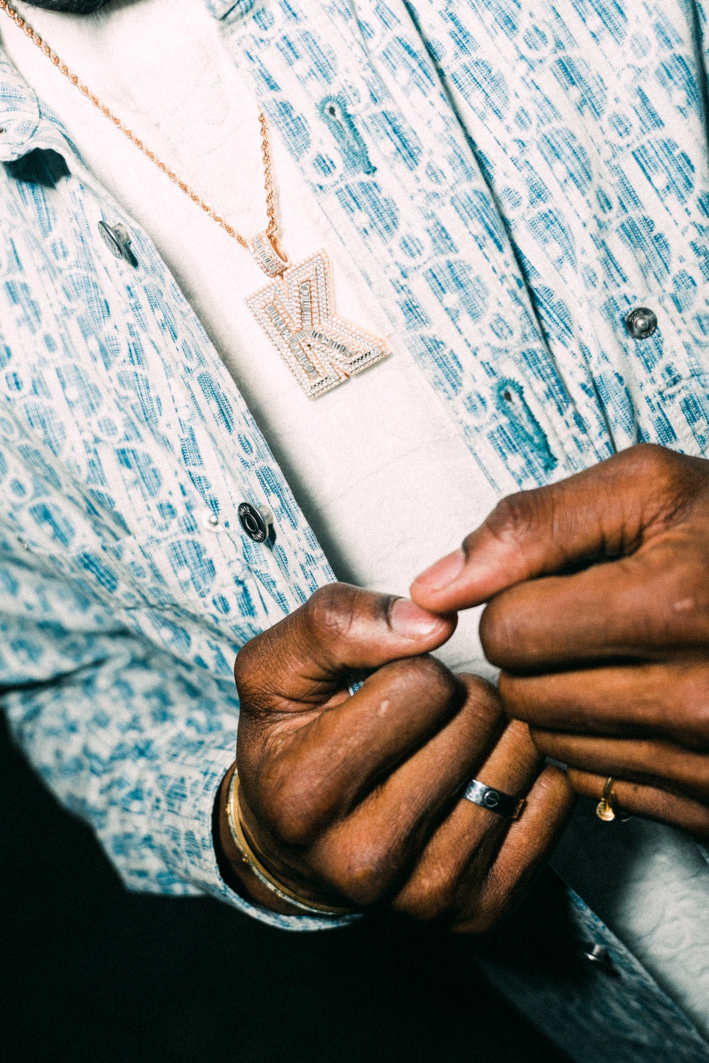 Custom Multi-Layer Baguette Diamond Letter Pendant