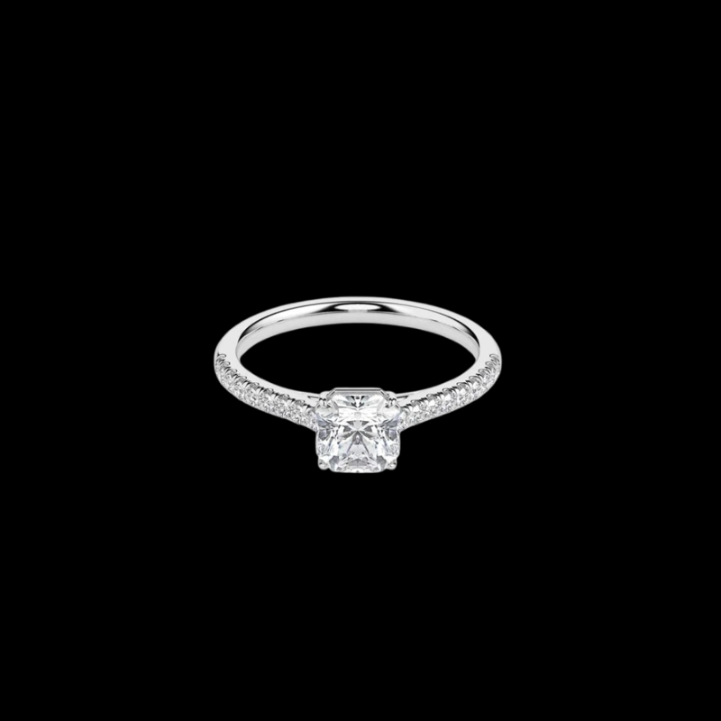 Solitaire Asscher Diamond Pave Ring