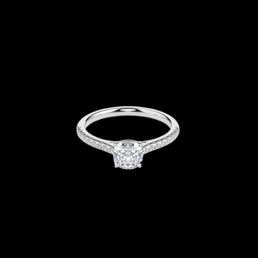 Solitaire Cushion Diamond Pave Ring