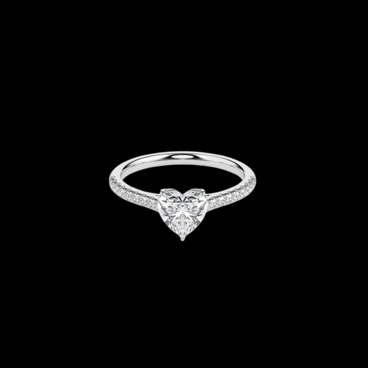 Solitaire Heart Diamond Pave Ring