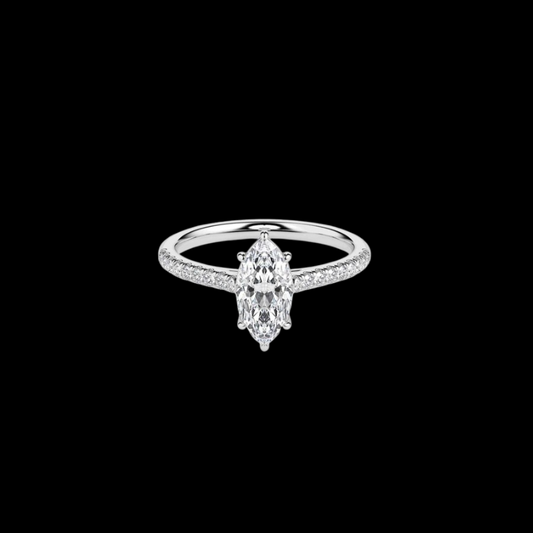 Solitaire Marquise Diamond Pave Ring