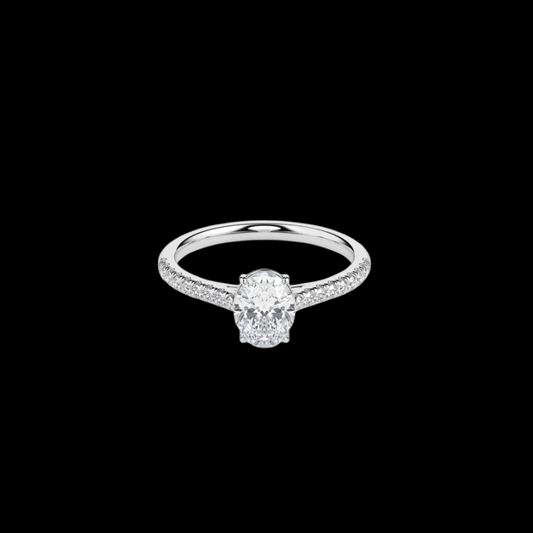 Solitaire Oval Diamond Pave Ring