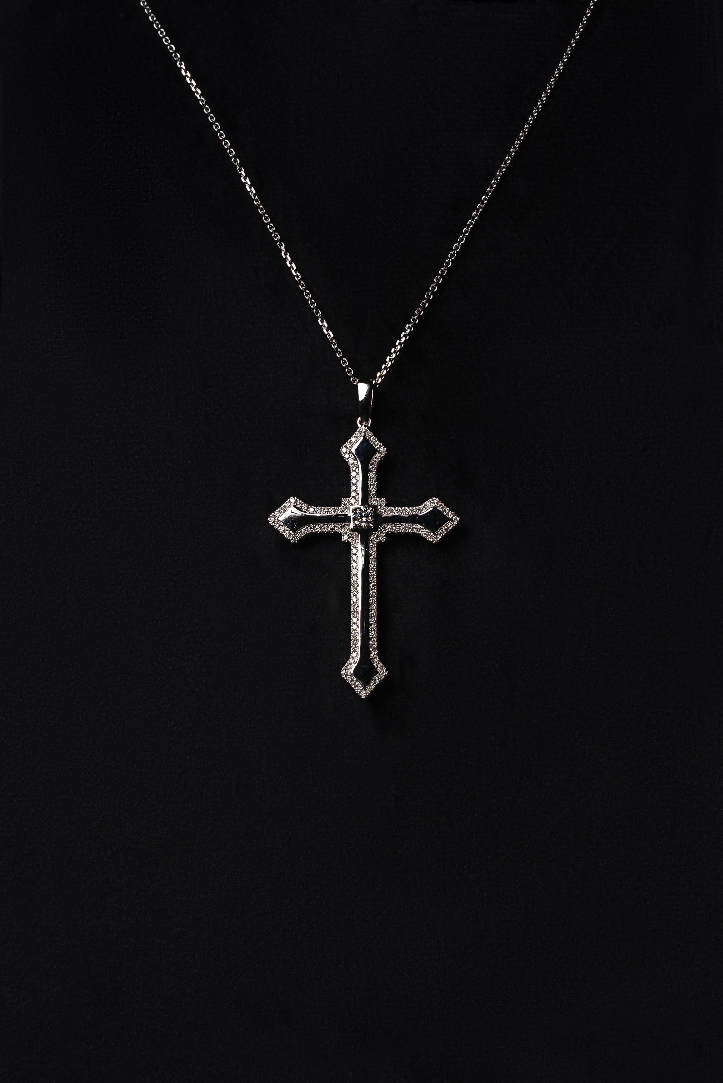 Diamond Smooth Cross Pendant 18k Solid White Gold 1.80ctw